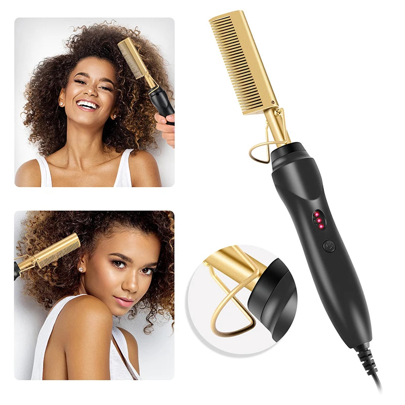 Pro Salon Hot Comb Straightener for Wigs, Extensions & All Hair Types